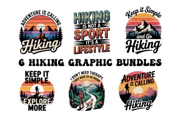 6 Hiking Apparel Graphic Design Bundles: Ready-to-Print Adventure