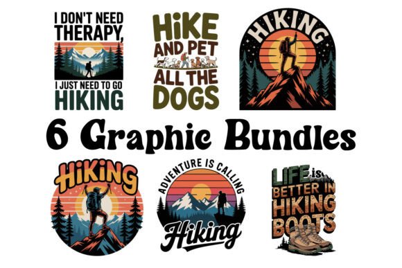 6 Mountain Vibes Hiking Graphic Bundles: Capture the Trail's Spirit