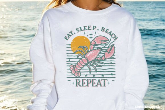 Bring Coastal Charm to Your Projects with a Retro Beach Pink Lobster