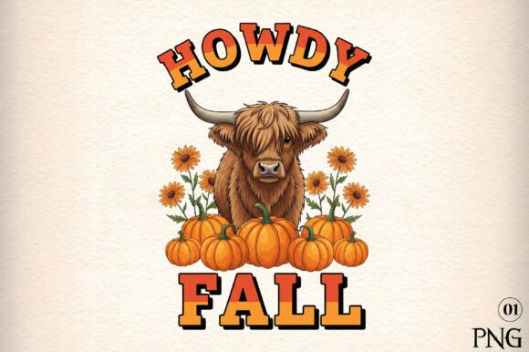 Howdy Highland Fall Graphic: A Rustic Touch for Autumn Projects